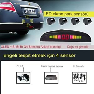 Araba Arka Park Sensörü Sesli Ekranlı Kolay Montaj Tüm Araba Modellere Uyumlu