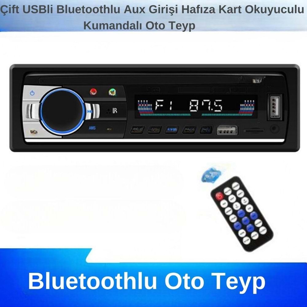 Çift Usb Girişli Bluetooth Oto Teyp Araba Teybi Radyo Usb Sd Aux Teyp Amfi Çıkışlı 4x60 Watt
